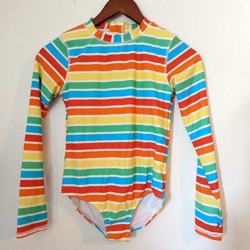 Swim Zip Girls Long Sleeve Surf Suit-Rainbow